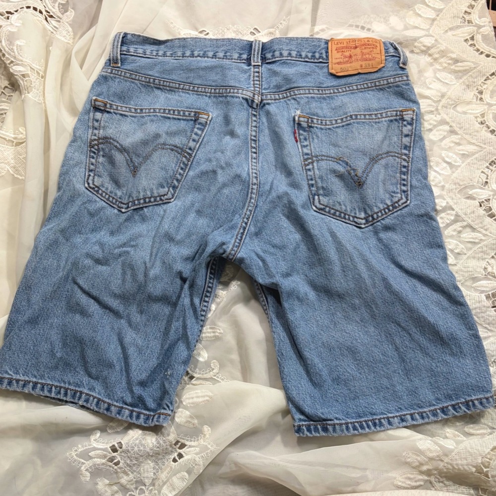 Y2K Jorts Levis 505 Regular Fit Denim Shorts Light Wash Blue 100 Cotton